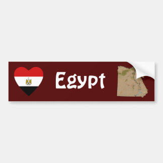 Egypt Flag Heart + Map Bumper Sticker