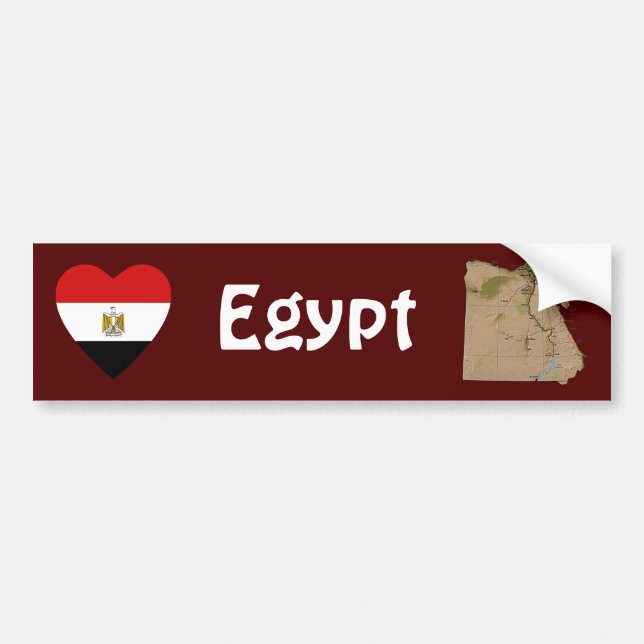 Egypt Flag Heart + Map Bumper Sticker (Front)