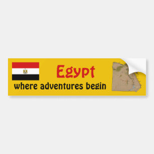 Egypt Flag + Map Bumper Sticker