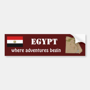 Egypt Flag + Map Bumper Sticker