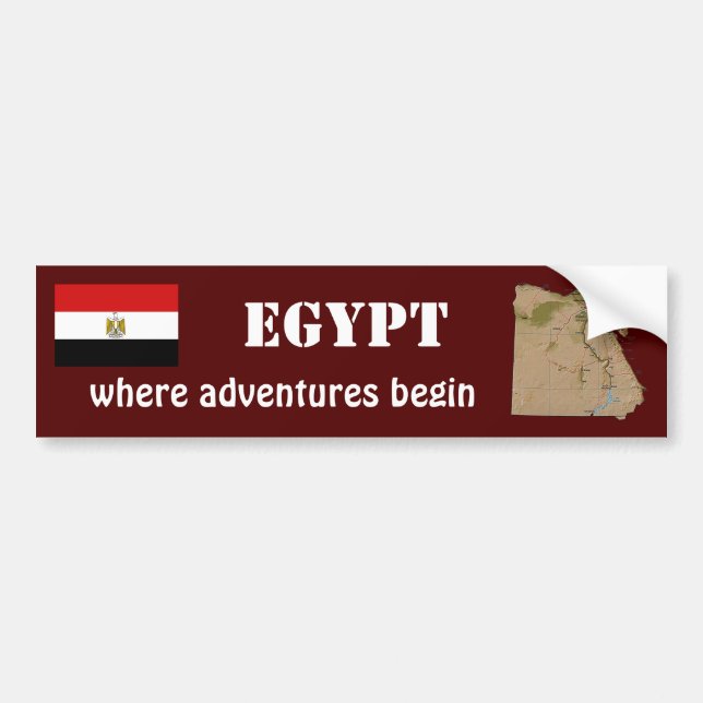 Egypt Flag + Map Bumper Sticker (Front)