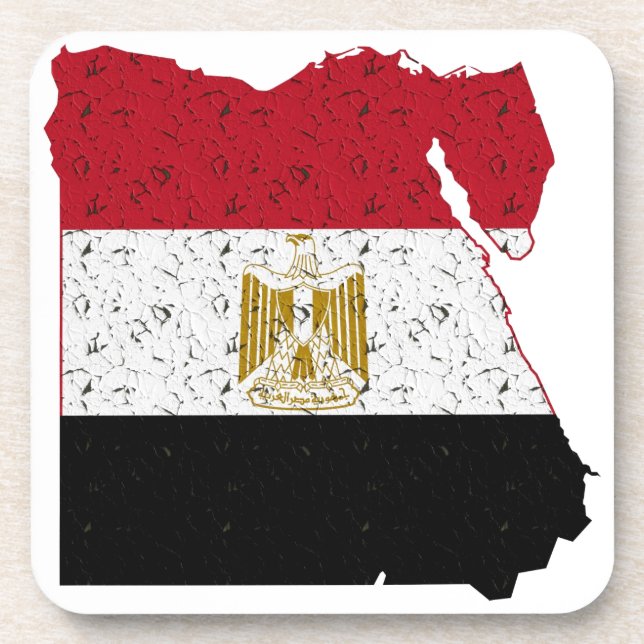 Egypt Flag Map Crackle Beverage Coaster (Front)