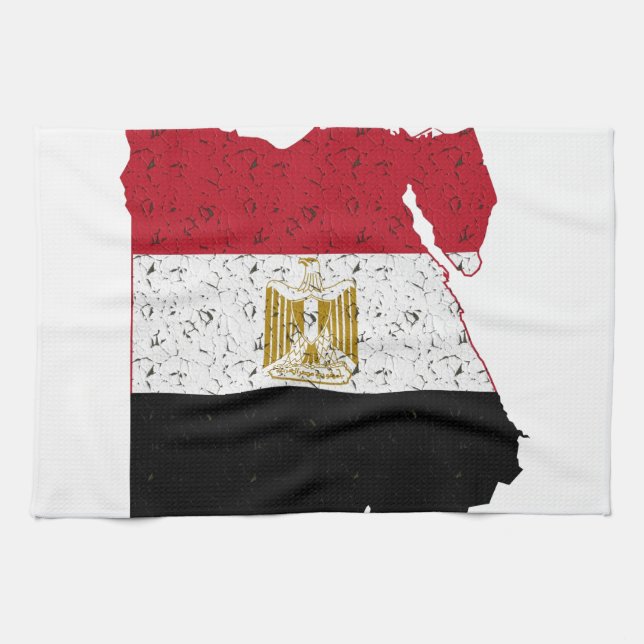 Egypt Flag Map Crackle Kitchen Towel (Horizontal)