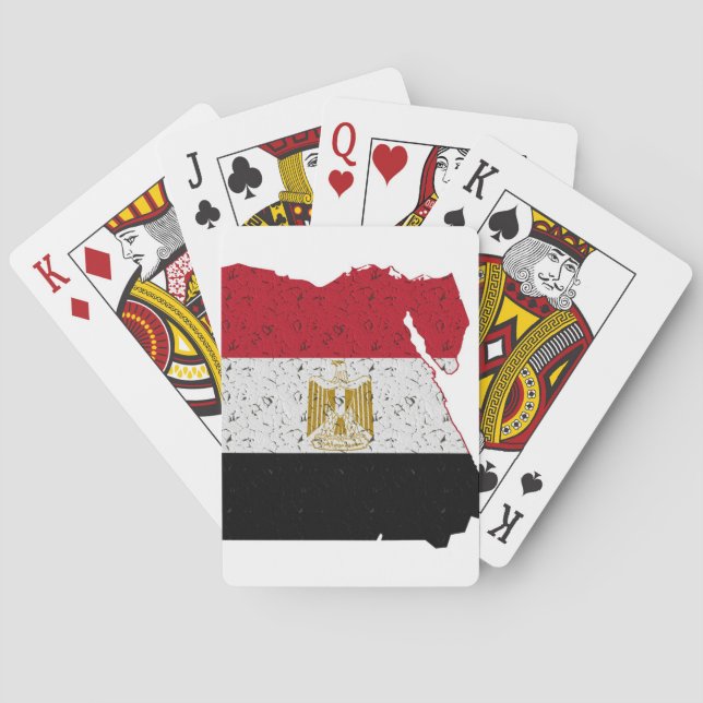 Egypt Flag Map Crackle Poker Cards (Back)