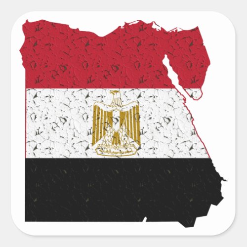 Egypt Flag Map Crackle Square Sticker