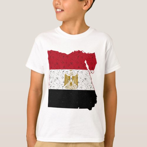 Egypt Flag Map Crackle T_Shirt