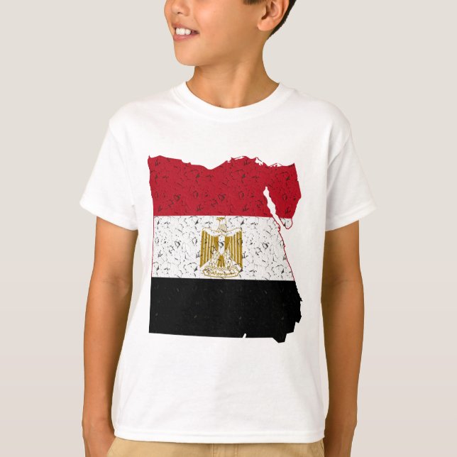 Egypt Flag Map Crackle T-Shirt (Front)