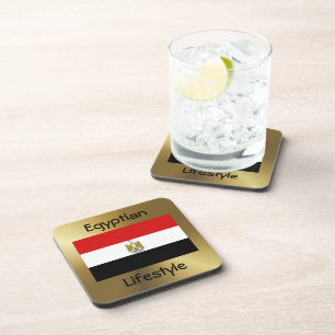 Egypt Flag+Text Coaster