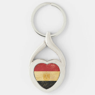 Egypt Flag Vintage Grunge Metal Keychain