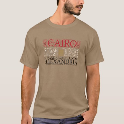 Egypt Flag with City Names Word Art T_Shirt