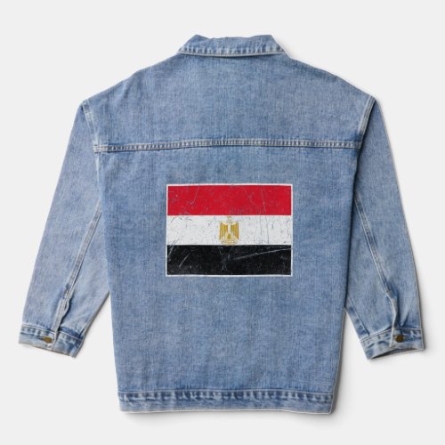 Egypt Flag With Vintage Egyptian National Colors  Denim Jacket