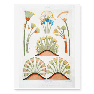Egypt Flower Lotus Illustration Temporary Tattoos