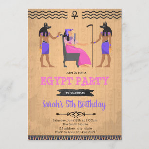 Egypt girl birthday party invitation