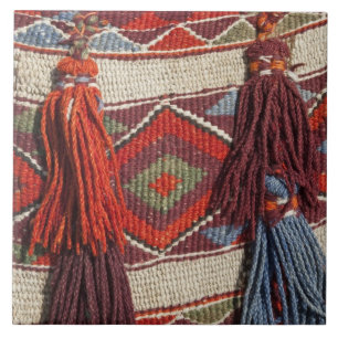 Egypt, Giza. Camel blanket at the Pyramids of Ceramic Tile