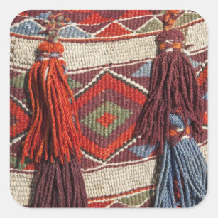 Egypt, Giza. Camel blanket at the Pyramids of Square Sticker