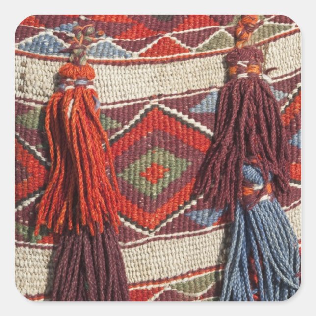 Egypt, Giza. Camel blanket at the Pyramids of Square Sticker (Front)