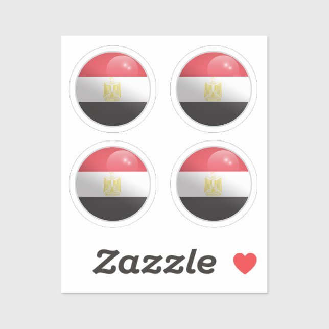 Egypt Glossy Circle Flag  Sticker (Sheet)