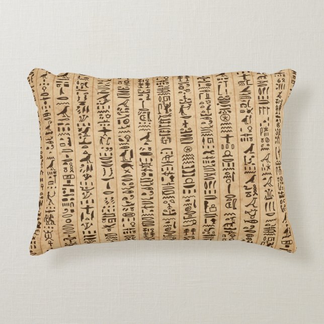 Egypt hieroglyphs, grunge seamless pattern accent pillow (Front)