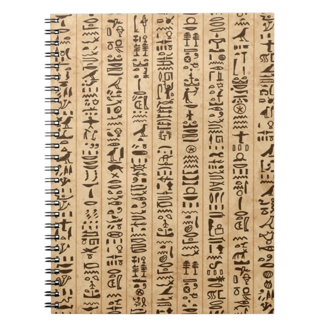 Egypt hieroglyphs, grunge seamless pattern notebook (Front)