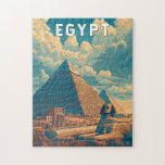 Egypt Illustration Travel Art Vintage Jigsaw Puzzle<br><div class="desc">Egypt retro vector travel design. Egypt is a timeless destination where ancient wonders meet modern culture,  offering iconic landmarks like the Pyramids of Giza,  the Sphinx,  and the temples of Luxor.</div>