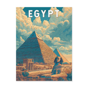 Egypt Illustration Travel Art Vintage Postcard
