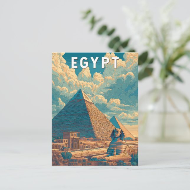 Egypt Illustration Travel Art Vintage Postcard | Zazzle