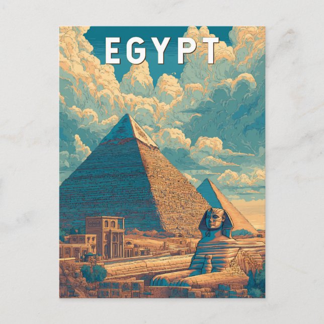 Egypt Illustration Travel Art Vintage Postcard (Front)