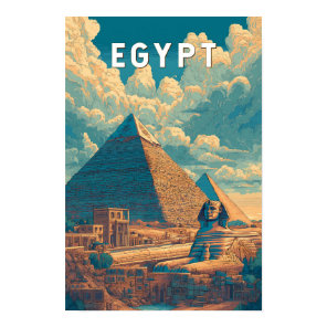 Egypt Illustration Travel Art Vintage Poster
