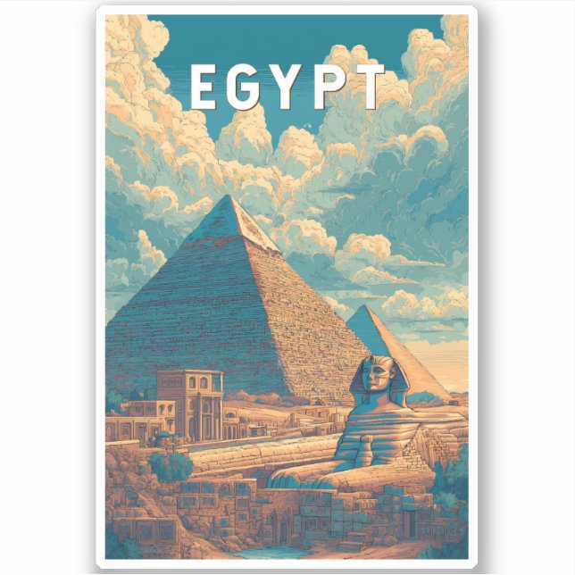 Egypt Illustration Travel Art Vintage Sticker (Front)