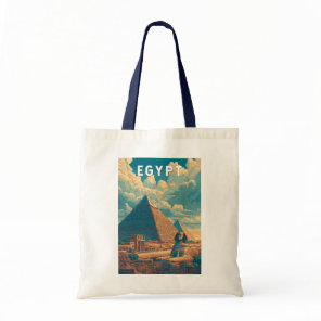 Egypt Illustration Travel Art Vintage Tote Bag