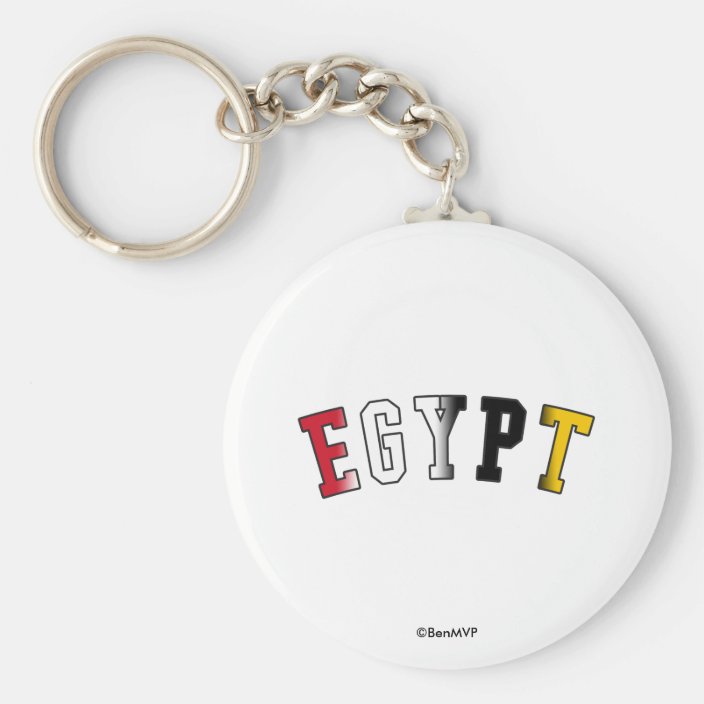 Egypt in National Flag Colors Keychain