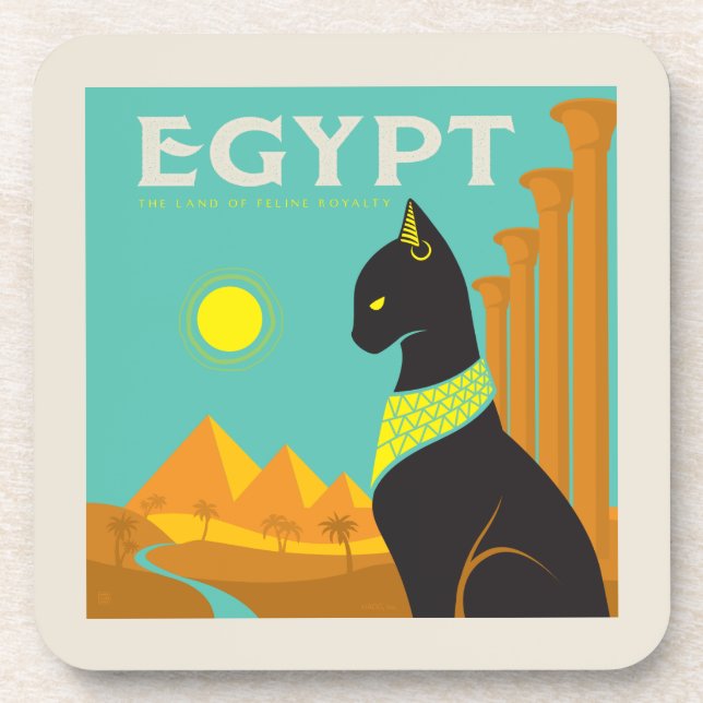 Egypt | Land of  Feline Royalty Beverage Coaster (Front)