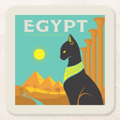 Egypt Land of  Feline Royalty Square Paper Coaster