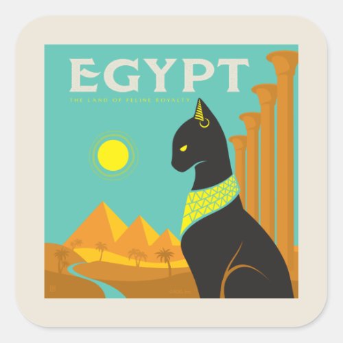 Egypt Land of  Feline Royalty Square Sticker