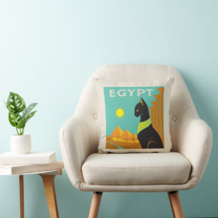 Egypt Land of Feline Royalty Throw Pillow