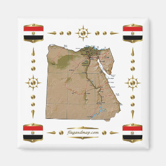 Egypt Map + Flags Magnet