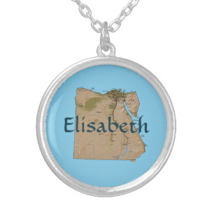 Egypt Map + Name Necklace