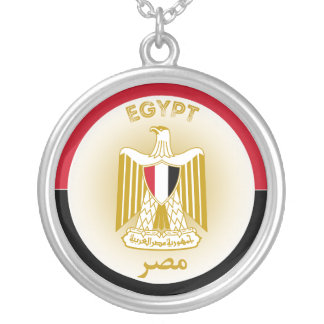 Egypt National Emblem Patriotic Round Shape Silver Plated Necklace