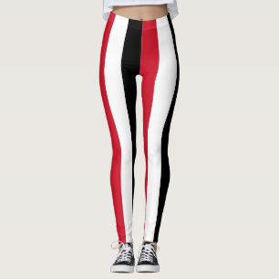 Egypt National Flag Colors Vertical Striped Leggings