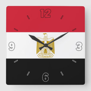 Egypt National Flag Patriotic Square Wall Clock