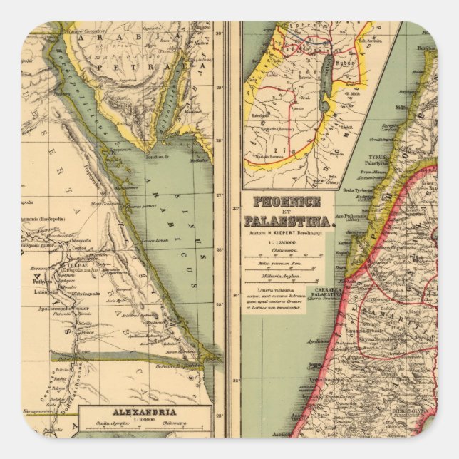 Egypt, Phoenicia and Palestine Square Sticker (Front)