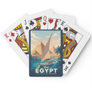 Egypt Pyramid Illustration Travel Art Vintage Poker Cards