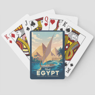 Egypt Pyramid Illustration Travel Art Vintage Poker Cards
