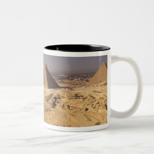 Egypt Pyramids at Giza Khafre Khufu Menkaure Two_Tone Coffee Mug