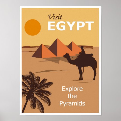 Egypt Pyramids Vintage Travel Poster