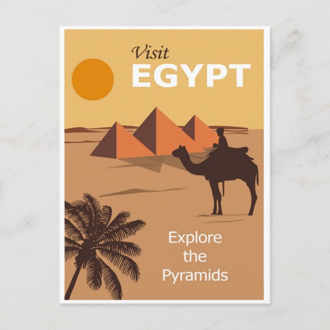 Egypt Pyramids Vintage Travel Poster Postcard (Front)