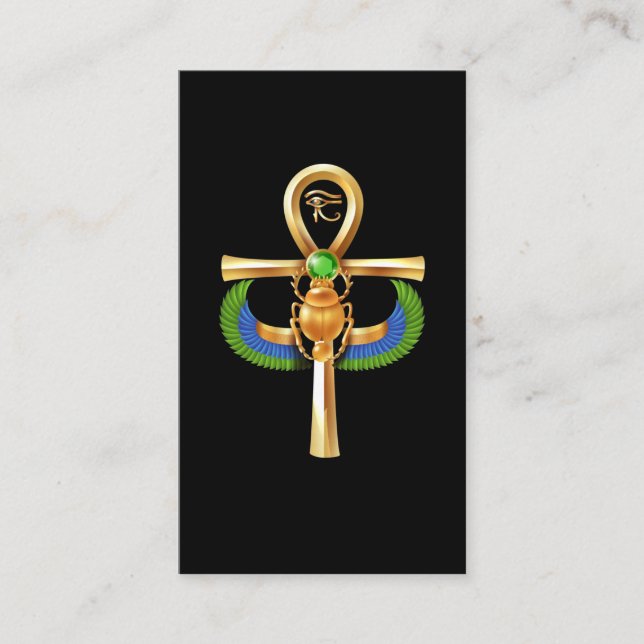 Egypt Scarab Artifact Ankh Horus Eye Business Card (Front)