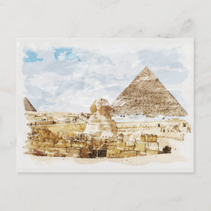 Egypt Sphinx Giza Pyramids Traveling Fine Art Postcard