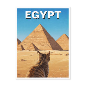 Egypt Sphinx Pyramids of Giza Cat Postcard
