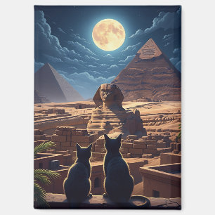 Egypt Sphinx Pyramids of Giza Cats Magnet